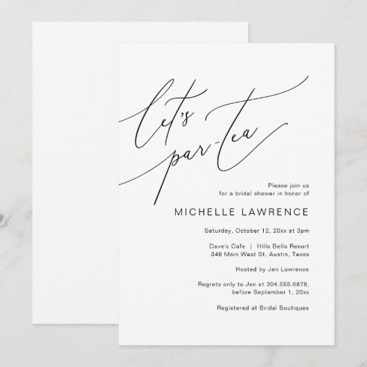 Laten we Par-tea, Vrijgezellenfeest Feestviering Kaart (Voorkant / Achterkant)