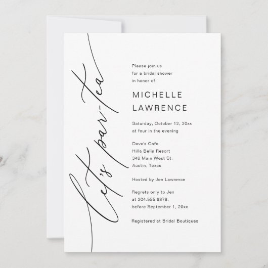 Laten we Par-tea, Vrijgezellenfeest Feestviering Kaart (Voorkant)