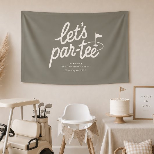 Laten we Par-tee Golf 1e Verjaardag Banner