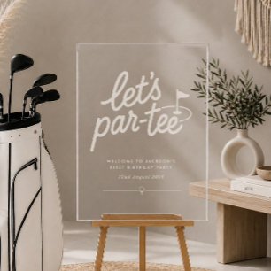Laten we Par-tee Golf 1e Verjaardag Welkom Acryl Bord