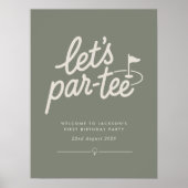 Laten we Par-tee Golf 1e Verjaardag Welkom Poster (Voorkant)