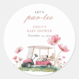 Laten we Par-tee Golf Baby Shower Ronde Sticker