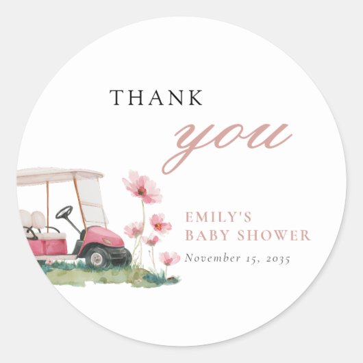 Laten we Par-tee Golf Baby Shower Ronde Sticker (Voorkant)