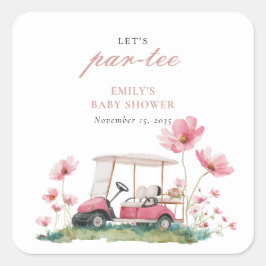 Laten we Par-tee Golf Baby Shower Vierkante Sticker