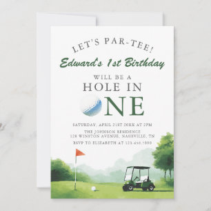Laten we Par-Tee Golf Buggy Fun 1e Verjaardag Kaart