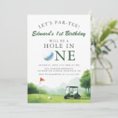 Laten we Par-Tee Golf Buggy Fun 1e Verjaardag Kaart (Staand voorkant)