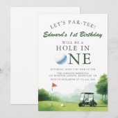 Laten we Par-Tee Golf Buggy Fun 1e Verjaardag Kaart (Voorkant / Achterkant)