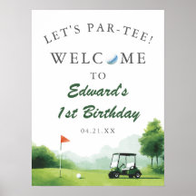 Laten we Par-Tee Golf Buggy Verjaardags Welkom Bor