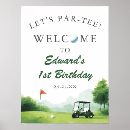 Laten we Par-Tee Golf Buggy Verjaardags Welkom Bor Poster