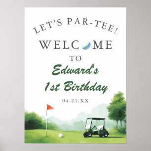 Laten we Par-Tee Golf Buggy Verjaardags Welkom Bor Poster