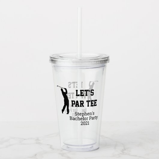 Laten we Par Tee Golf Golfen Verjaardagsfeestje vo Acryl Drinkbeker (Voorkant)