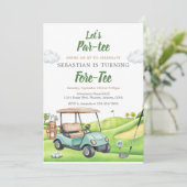 Laten we Par Tee Golf Verjaardagsuitnodiging Kaart (Staand voorkant)