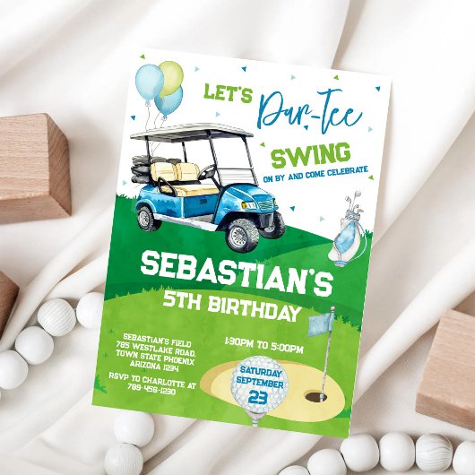 Laten we Par Tee Golf Verjaardagsuitnodiging Kaart