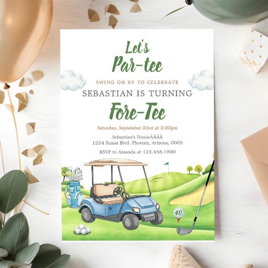 Laten we Par Tee Golf Verjaardagsuitnodiging Kaart