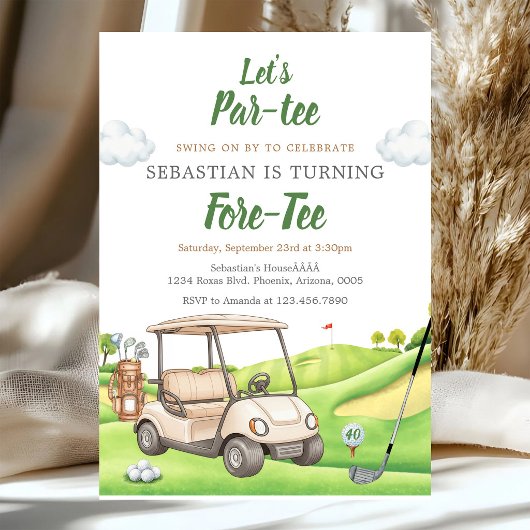 Laten we Par Tee Golf Verjaardagsuitnodiging Kaart