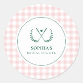 Laten we Par-Tee Moderne Golf Bruidsdouche Ronde Sticker (Voorkant)