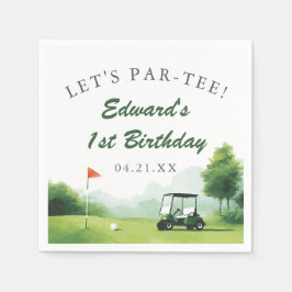 Laten we Par-Tee Waterverf Golf Buggy Verjaardag Servet