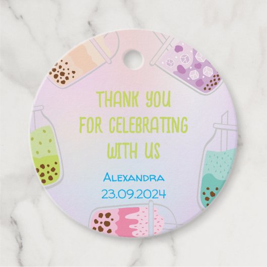 Laten we par thee bobba thee verjaardag bedankt bedankjes labels (Voorkant)