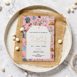 Laten we Par Thee Elke Leeftijd Verjaardag Tuin Bl Folie Uitnodiging