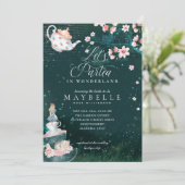 Laten we Partea Bridal Alice in Wonderland Tea Par Kaart (Staand voorkant)