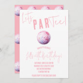 Laten we ParTee! Roze en witte golf thema Party Kaart (Voorkant / Achterkant)