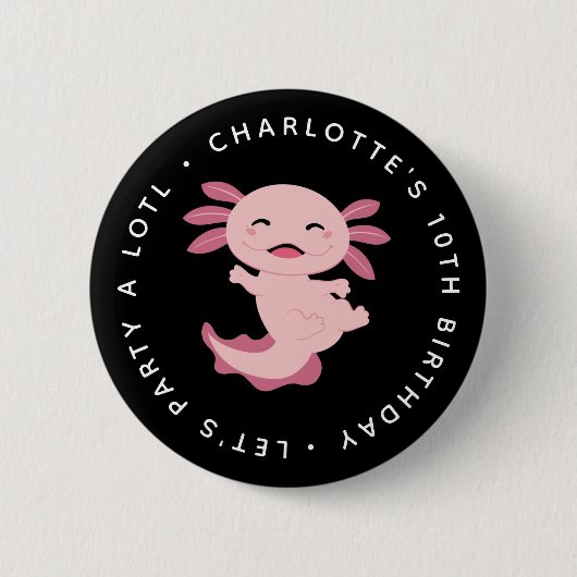 Laten we Partij A Lotl Axolotl Birthday Party Ronde Button 5,7 Cm (Voorkant)