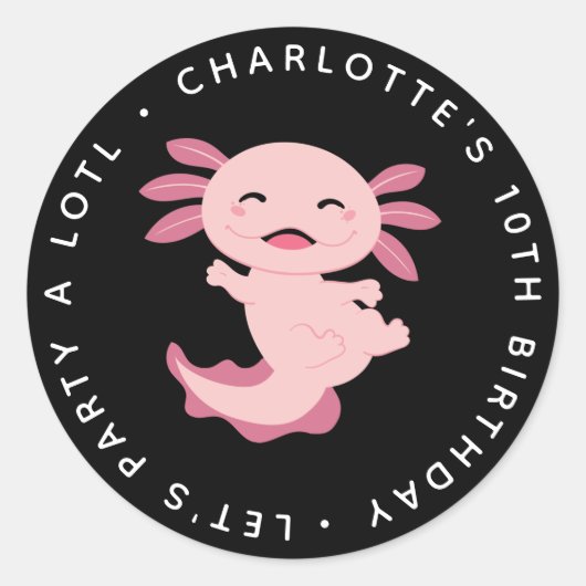 Laten we Partij A Lotl Axolotl Birthday Ronde Sticker (Voorkant)