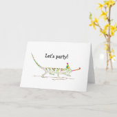 "Laten we partij!" Psychedelic Chameleon Design Kaart (Gele Bloem)