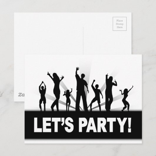 Laten we Partij Uitnodiging Briefkaart (Voorkant / Achterkant)