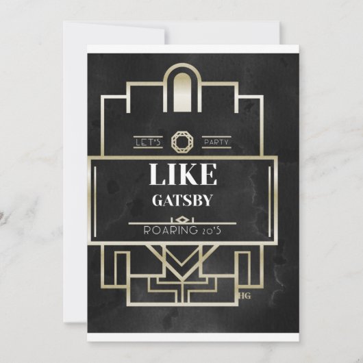LATEN WE PARTIJEN ALS GATSBY INVITATION KAART (Voorkant)