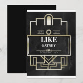 LATEN WE PARTIJEN ALS GATSBY INVITATION KAART (Voorkant / Achterkant)