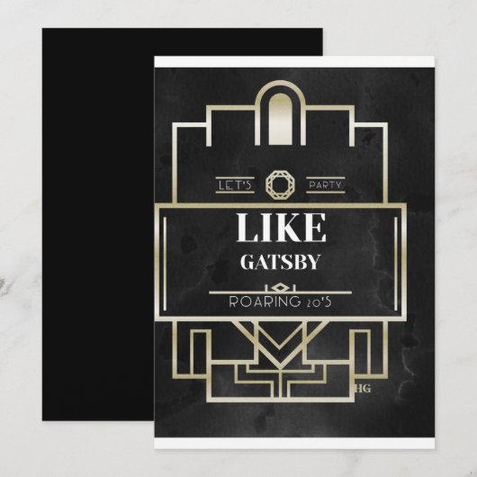 LATEN WE PARTIJEN ALS GATSBY INVITATION KAART (Voorkant / Achterkant)