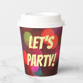 Laten we partijkleurige Bokeh-lichten feestelijk m Papieren Bekers