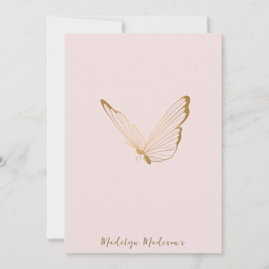 Laten we partijroze en gouddaguitnodiging kaart (Achterkant)