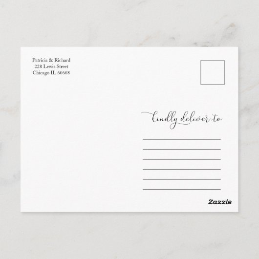 Laten we Party Blush Bloemen Eloped bruiloft recep Briefkaart (Achterkant)
