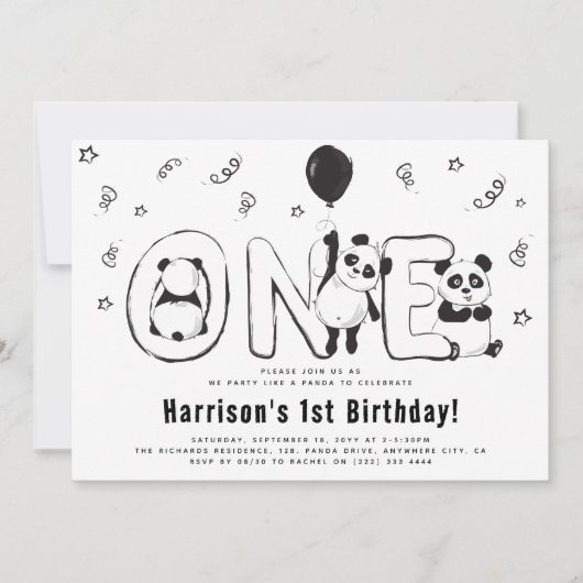 Laten we 'Party Like A Panda' 1e verjaardag vieren Kaart (Voorkant)