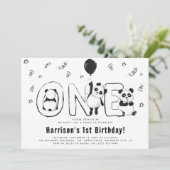 Laten we 'Party Like A Panda' 1e verjaardag vieren Kaart (Staand voorkant)