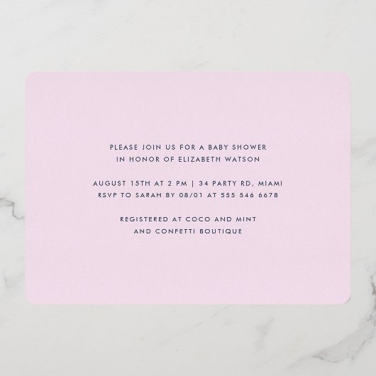 Laten we pasta roze Confetti Gold vieren Folie Uitnodiging (Achterkant)