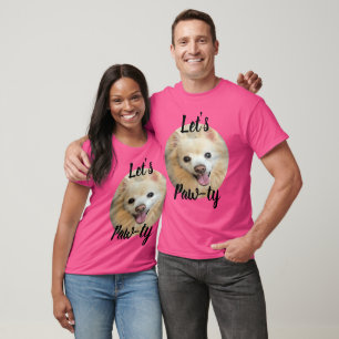 Laten we Paw-ty aangepaste hondenfoto maken T-shirt