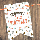 Laten we Paw-ty Dog Theme Verjaardagsfeestje Vlaggetjes