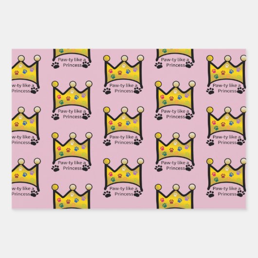 Laten we Paw-ty, Pawty als een prinses, gekleurde  Inpakpapier Vel (Voorkant 2)