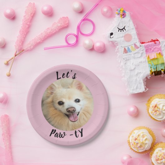 Laten we Paw-ty zijn! aangepaste hond Papieren Bordje (Feest)