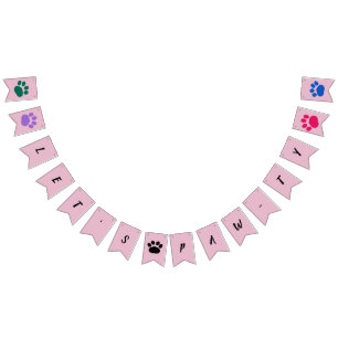Laten we Paw-ty zijn! Custom Dog party Vlaggetjes