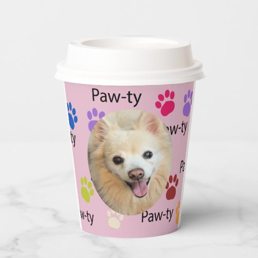 Laten we Paw-ty zijn! Hond verjaardagsfeestje bash Papieren Bekers (Achterkant)