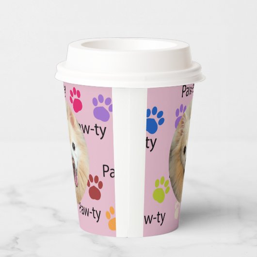 Laten we Paw-ty zijn! Hond verjaardagsfeestje bash Papieren Bekers (Rechts)