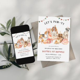 Laten we Paw-ty zijn   Verjaardagsfeestje voor pup Kaart