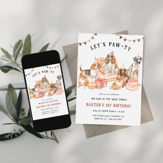 Laten we Paw-ty zijn | Verjaardagsfeestje voor pup Kaart