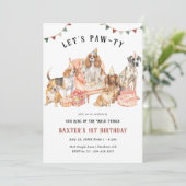 Laten we Paw-ty zijn | Verjaardagsfeestje voor pup Kaart (Staand voorkant)
