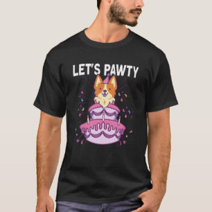 Laten we pawty bday hond kinderen verjaardag corgi t-shirt