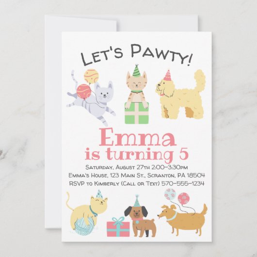 Laten we Pawty Birthday hebben Kaart (Voorkant)